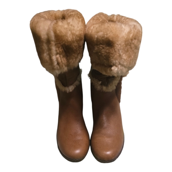 Born Leather Shearling Wedge Boot sz 9 - Picture 1 of 10